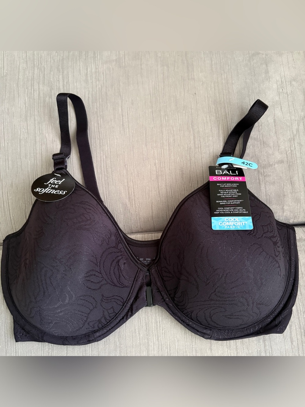 Bali Comfort Black Underwire T-Shirt Bra 42C